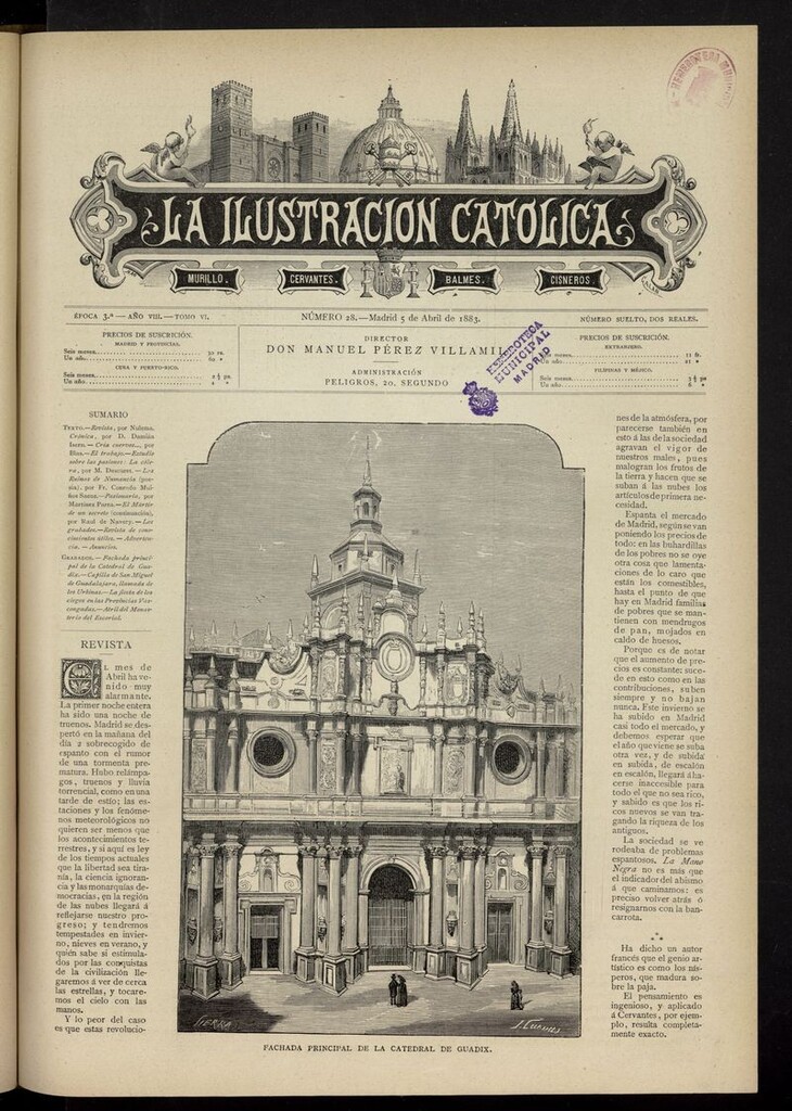 Miniatura de La Ilustración Católica del 5 de abril de 1883