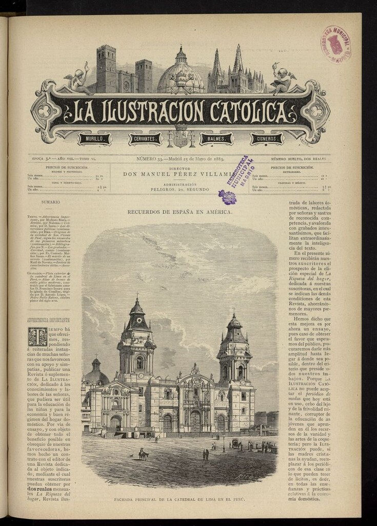 Miniatura de La Ilustración Católica del 25 de mayo de 1883