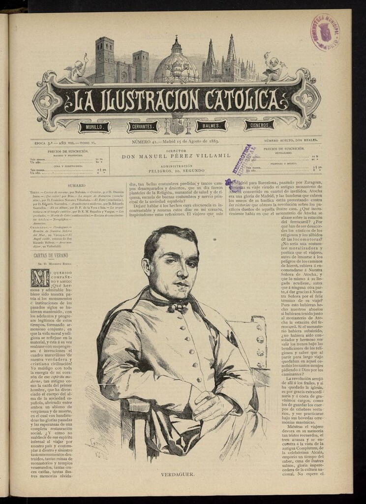 Miniatura de La Ilustración Católica del 15 de agosto de 1883