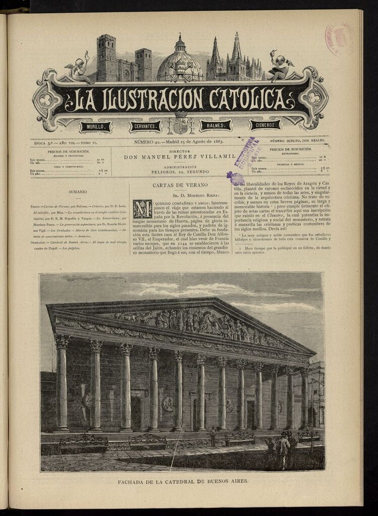 Miniatura de La Ilustración Católica del 25 de agosto de 1883