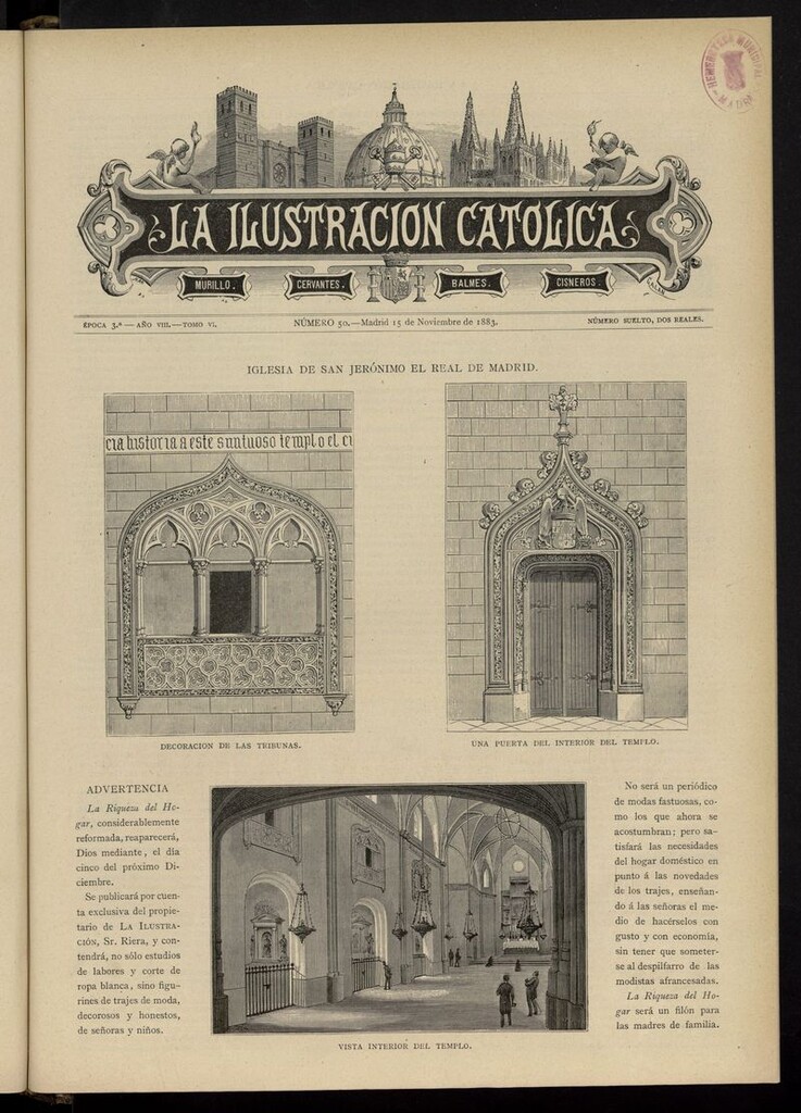 Miniatura de La Ilustración Católica del 15 de noviembre de 1883