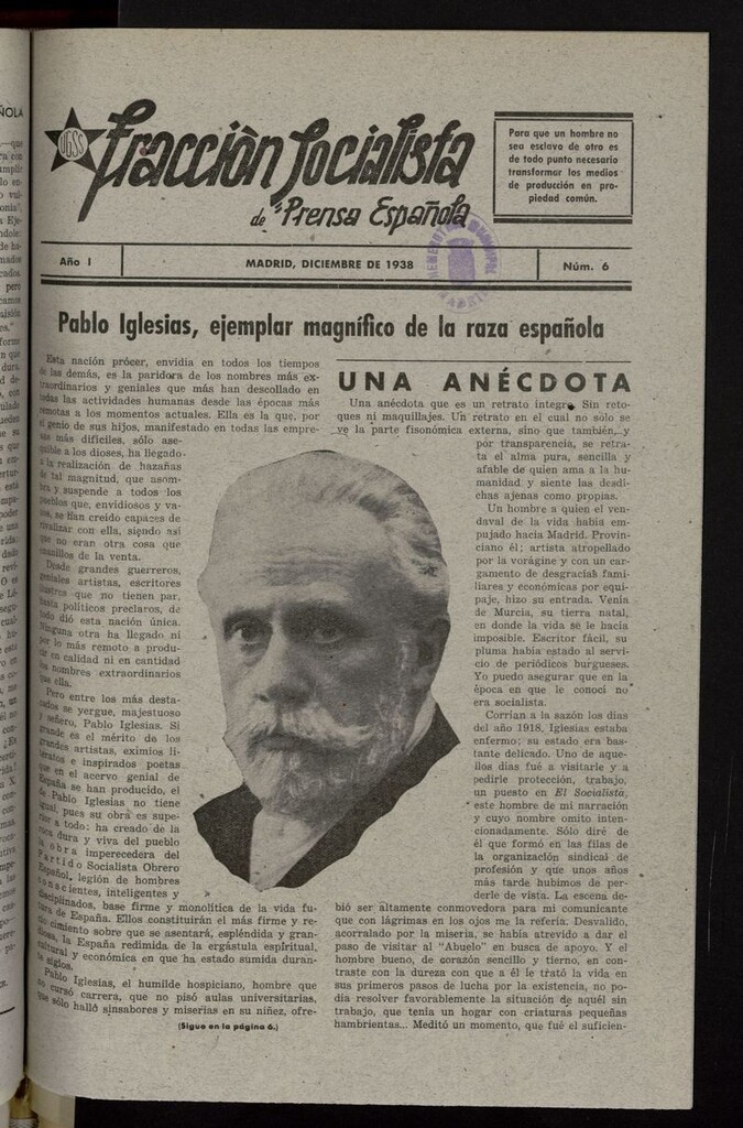 Miniatura de Fracción Socialista de Prensa Española de diciembre de 1938