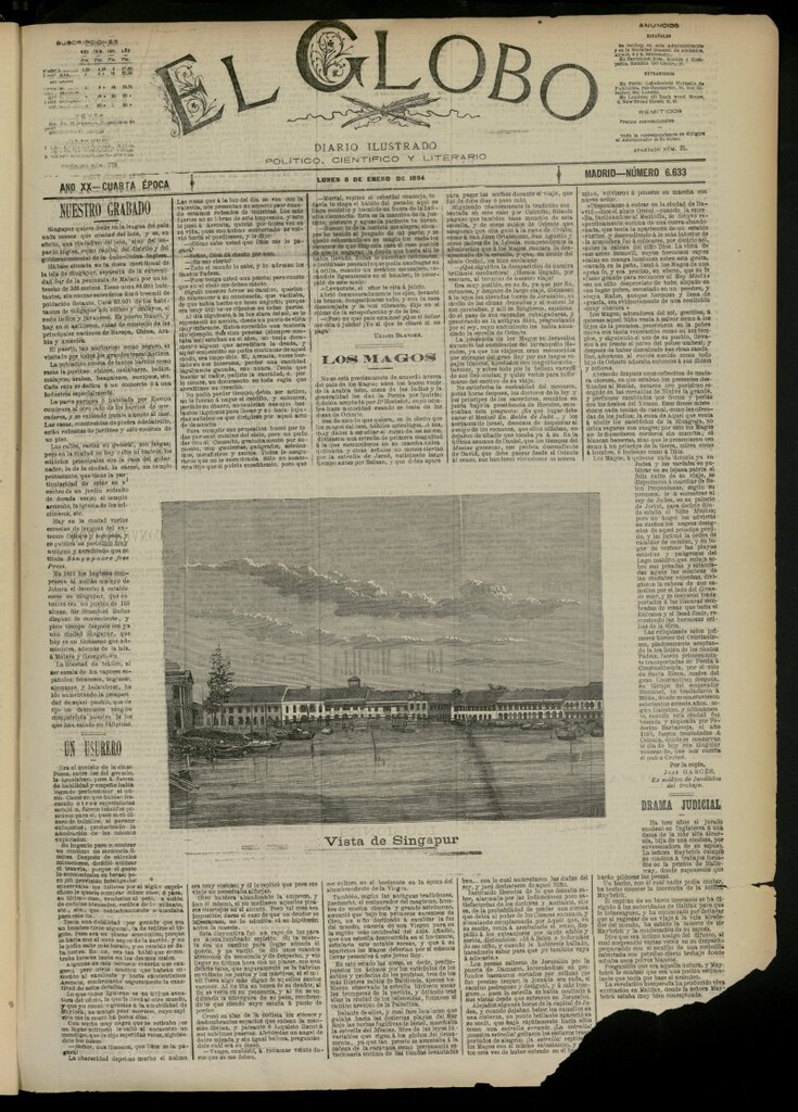 Miniatura de El Globo : diario ilustrado del 8 de enero de 1894, nº 6633