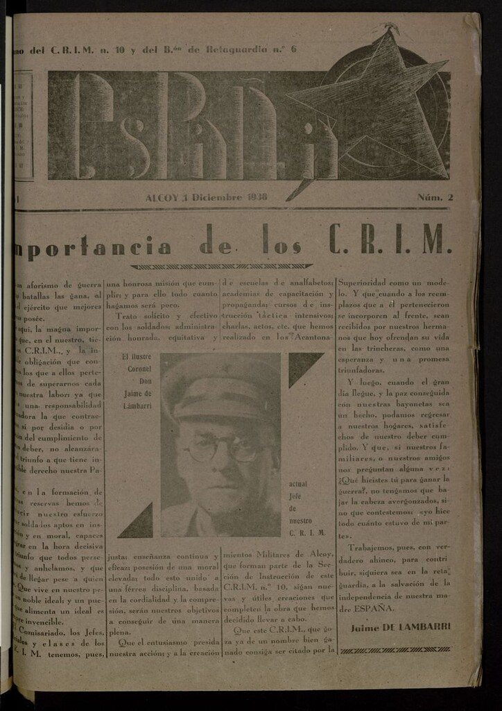 Miniatura de España (Alcoy.1938) del 1 de diciembre de 1938