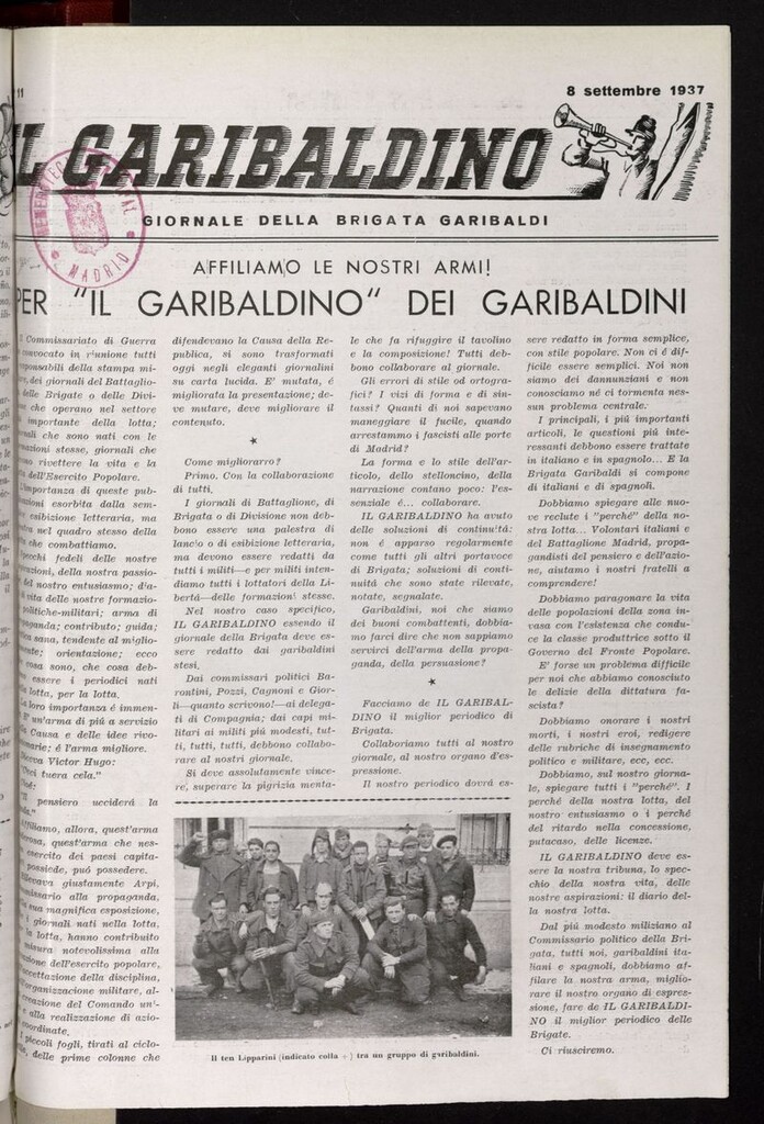 Miniatura de Il Garibaldino del 8 de septiembre de 1937