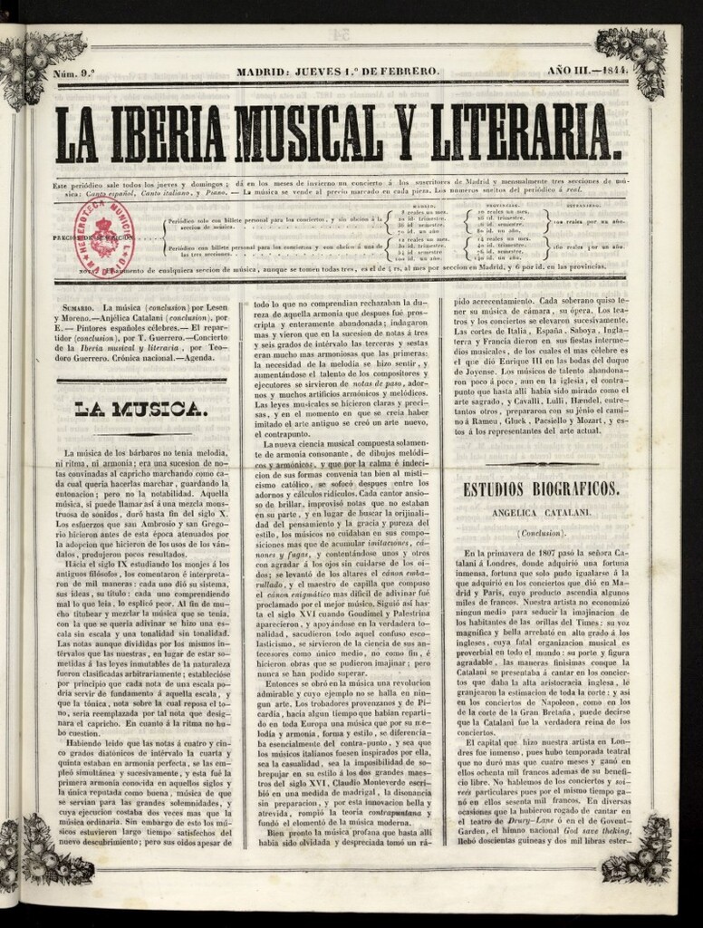 Miniatura de La Iberia Musical del 1 de febrero de 1844
