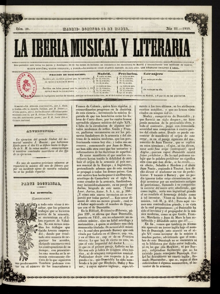 Miniatura de La Iberia Musical del 10 de marzo de 1844
