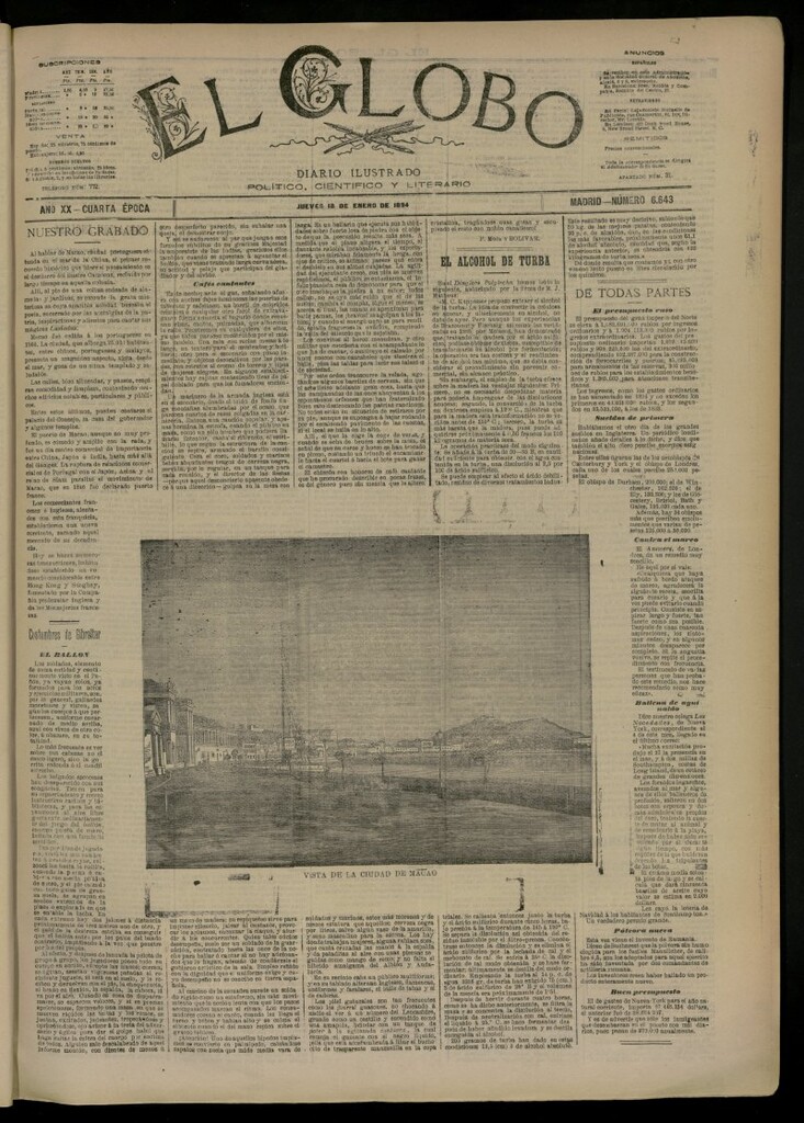 Miniatura de El Globo : diario ilustrado del 18 de enero de 1894, nº 6643