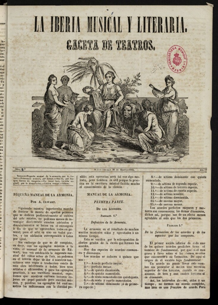 Miniatura de La Iberia Musical del 26 de enero de 1845
