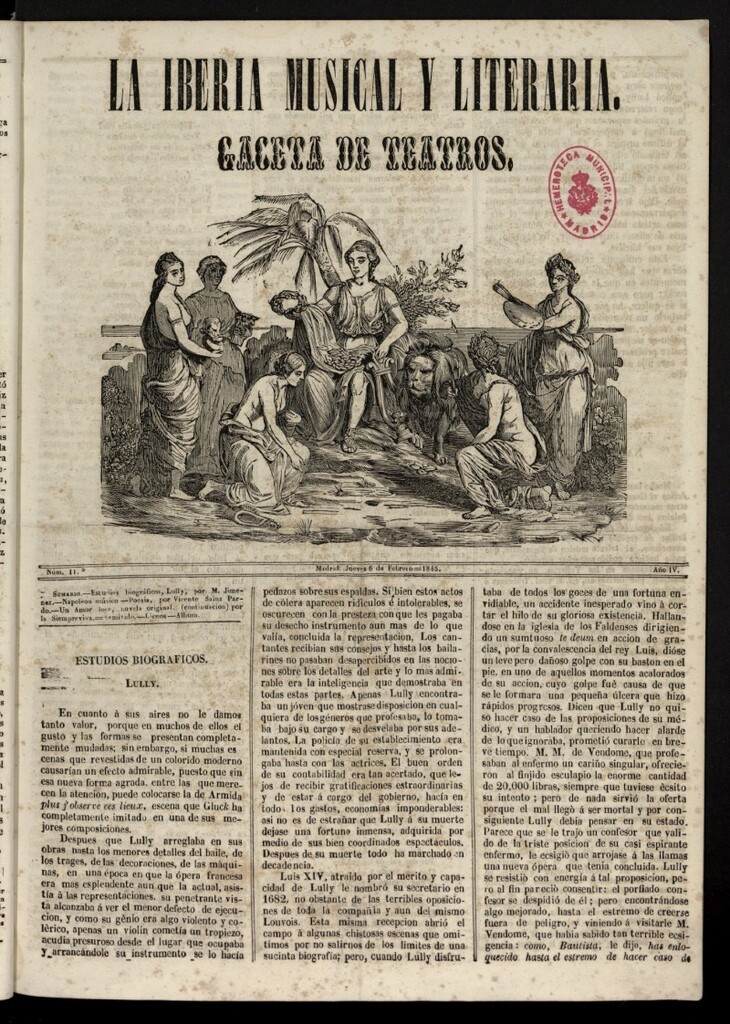 Miniatura de La Iberia Musical del 6 de febrero de 1845