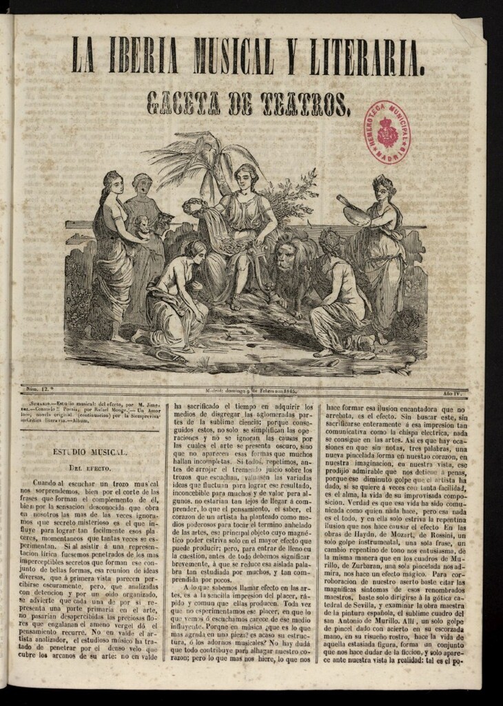 Miniatura de La Iberia Musical del 9 de febrero de 1845