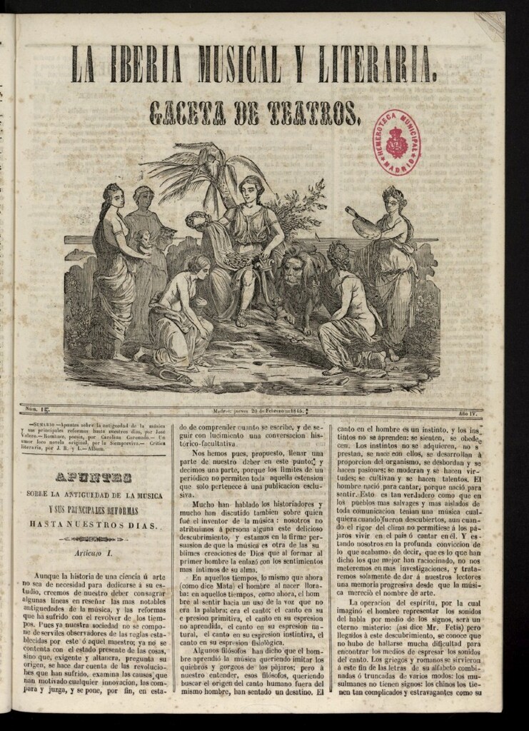 Miniatura de La Iberia Musical del 20 de febrero de 1845