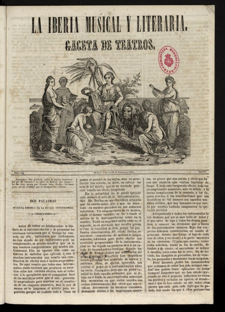 Miniatura de La Iberia Musical del 23 de febrero de 1845