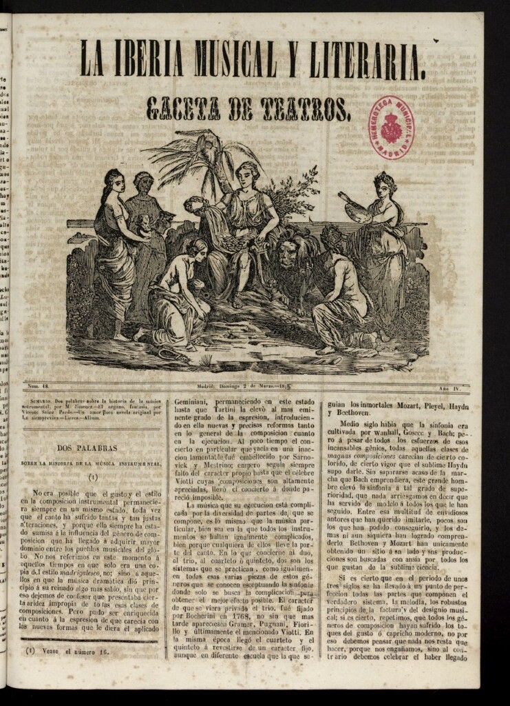 Miniatura de La Iberia Musical del 2 de marzo de 1845