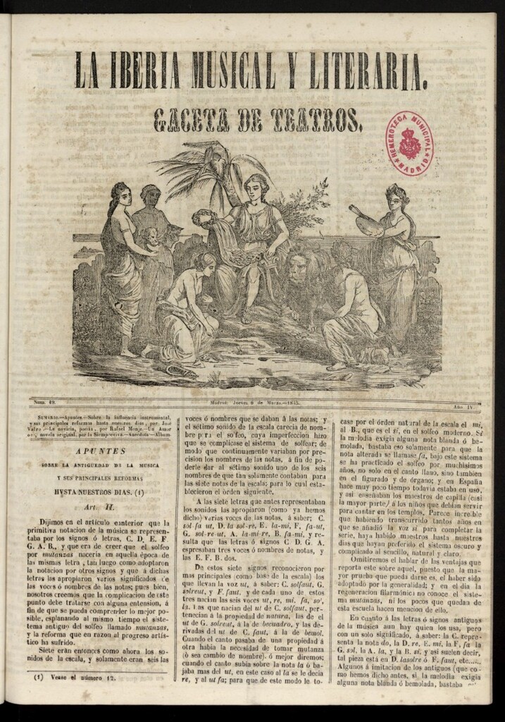 Miniatura de La Iberia Musical del 6 de marzo de 1845