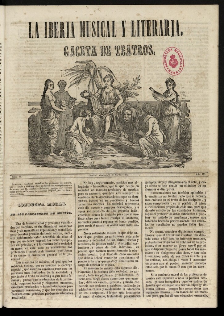 Miniatura de La Iberia Musical del 9 de marzo de 1845
