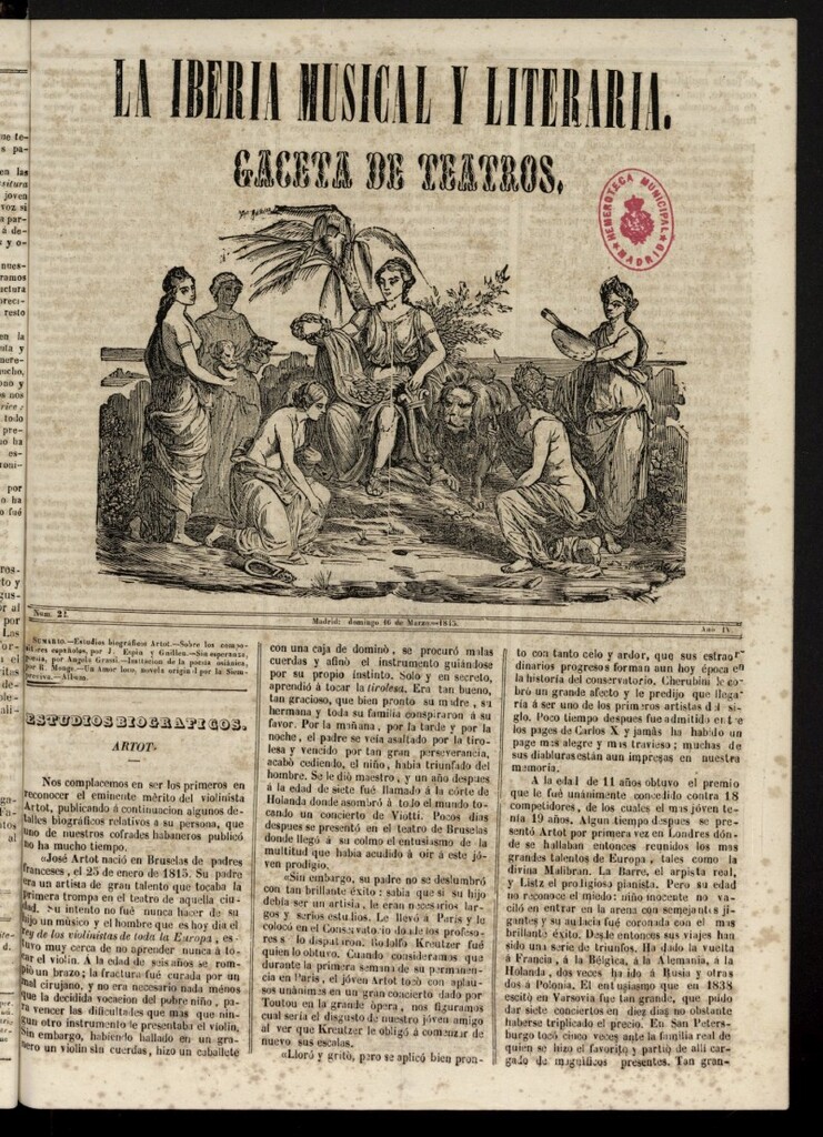 Miniatura de La Iberia Musical del 16 de marzo de 1845