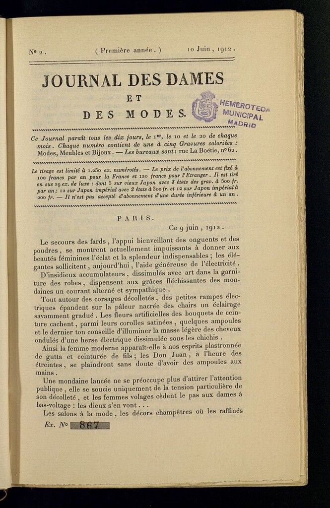 Miniatura de Journal des Dames et des Modes (París, 1912) del 10 de junio de 1912