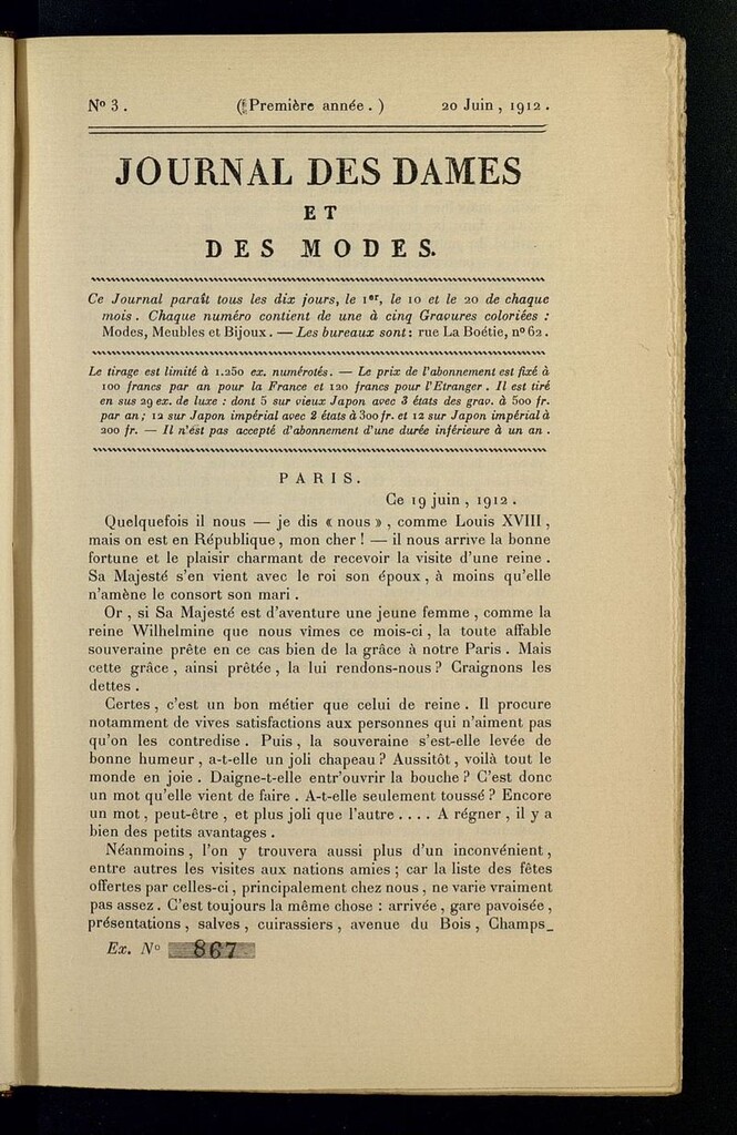 Miniatura de Journal des Dames et des Modes (París, 1912) del 20 de junio de 1912