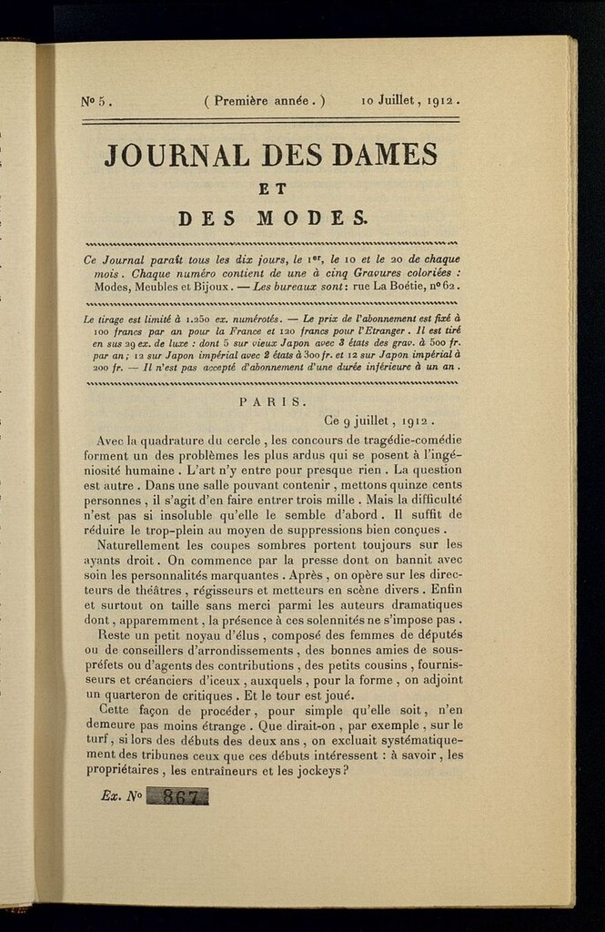 Miniatura de Journal des Dames et des Modes (París, 1912) del 10 de julio de 1912