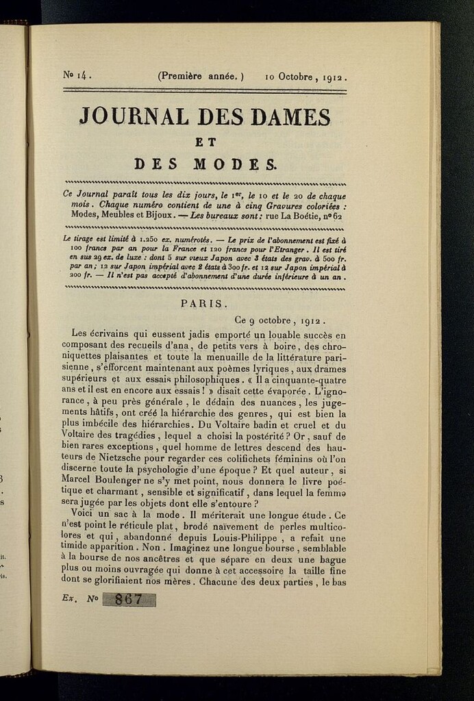 Miniatura de Journal des Dames et des Modes (París, 1912) del 10 de octubre de 1912