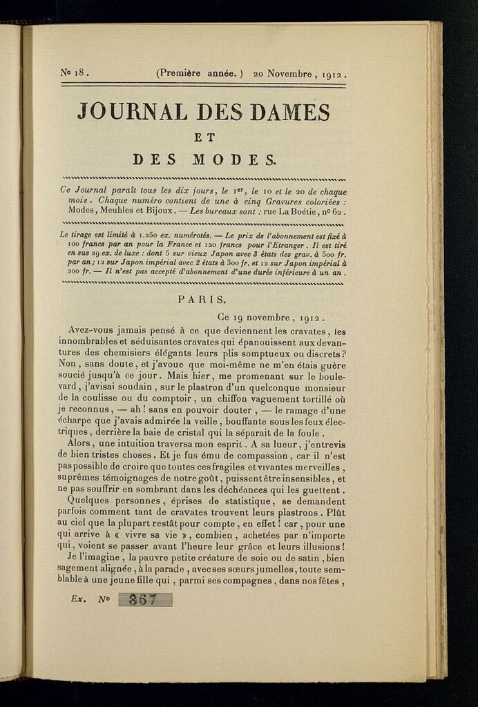 Miniatura de Journal des Dames et des Modes (París, 1912) del 20 de noviembre de 1912