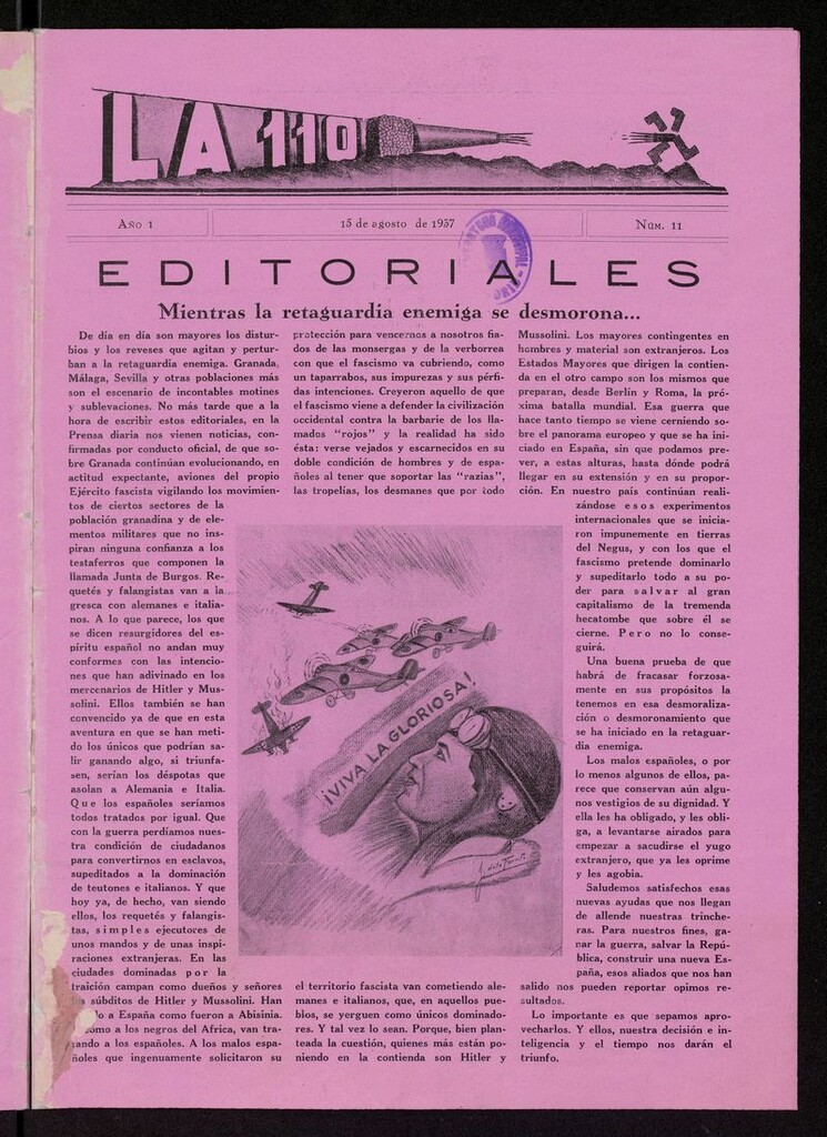 Miniatura de La 110: órgano de la 110 Brigada Mixta del 15 de agosto de 1937