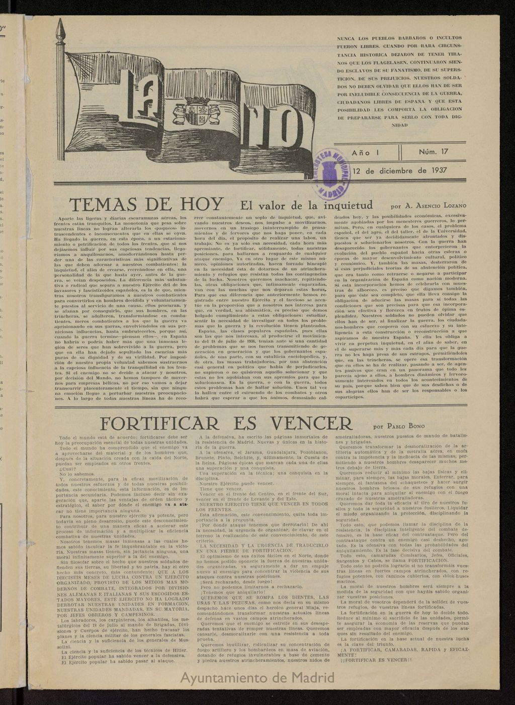 Miniatura de La 110: órgano de la 110 Brigada Mixta del 12 de diciembre de 1937