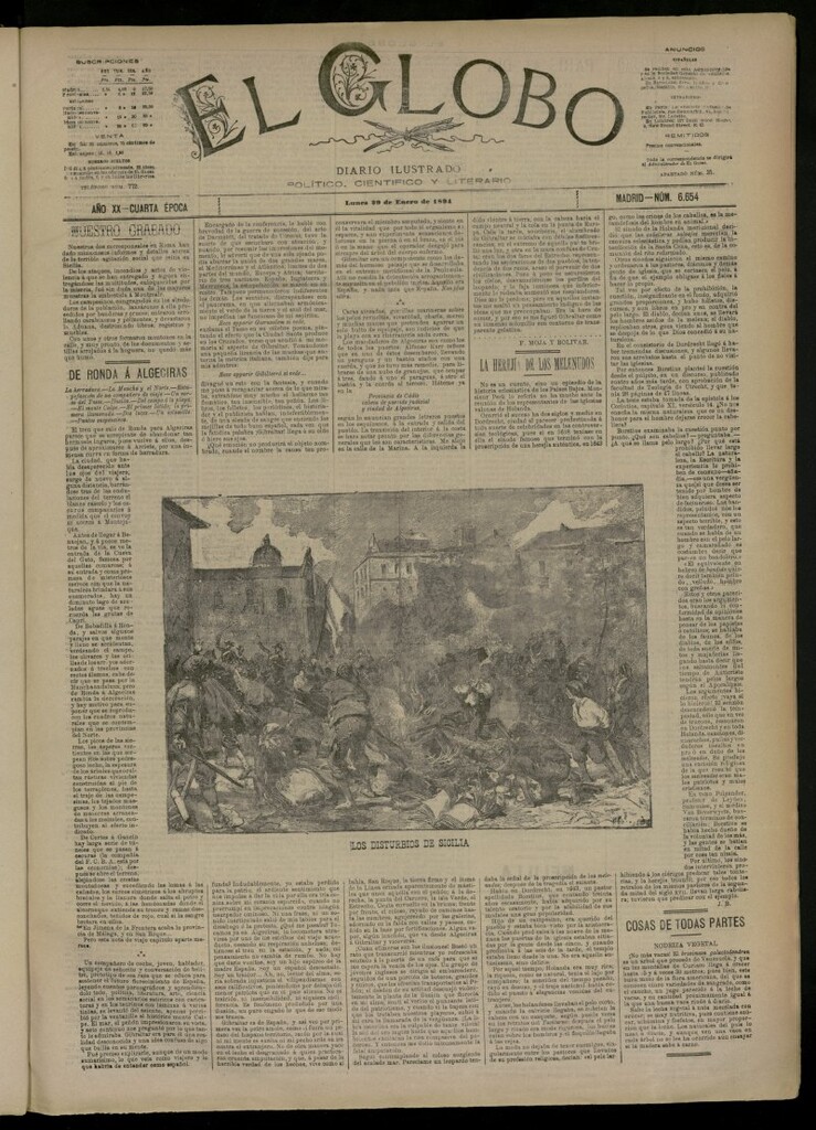 Miniatura de El Globo : diario ilustrado del 29 de enero de 1894, nº 6654