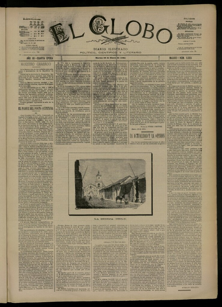 Miniatura de El Globo : diario ilustrado del 30 de enero de 1894, nº 6655