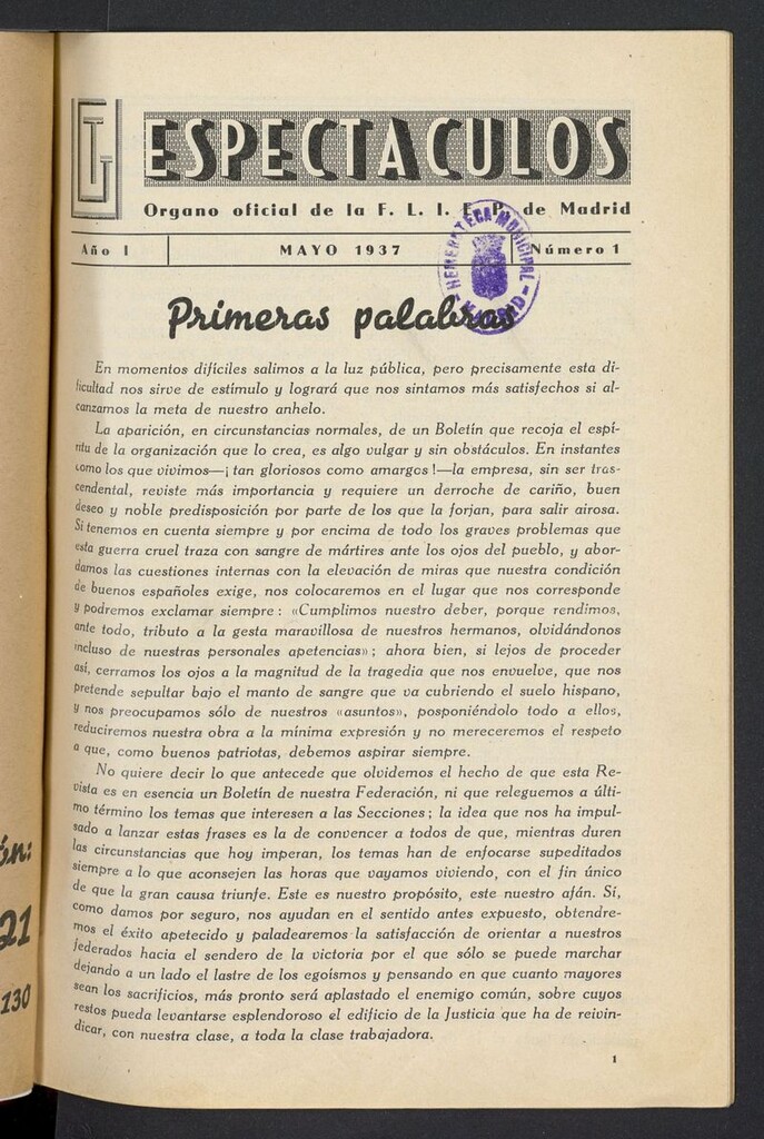 Miniatura de Espectáculos (Madrid. 1937) de mayo de 1937