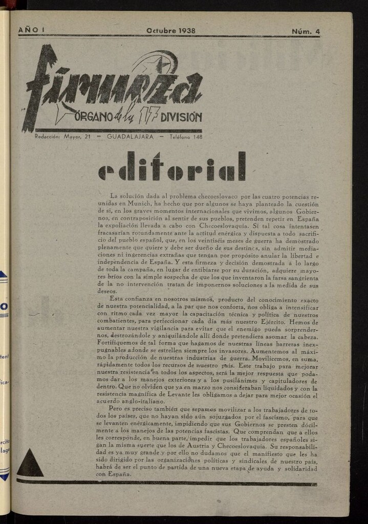Miniatura de Firmeza: órgano de la 17 división de octubre de 1938