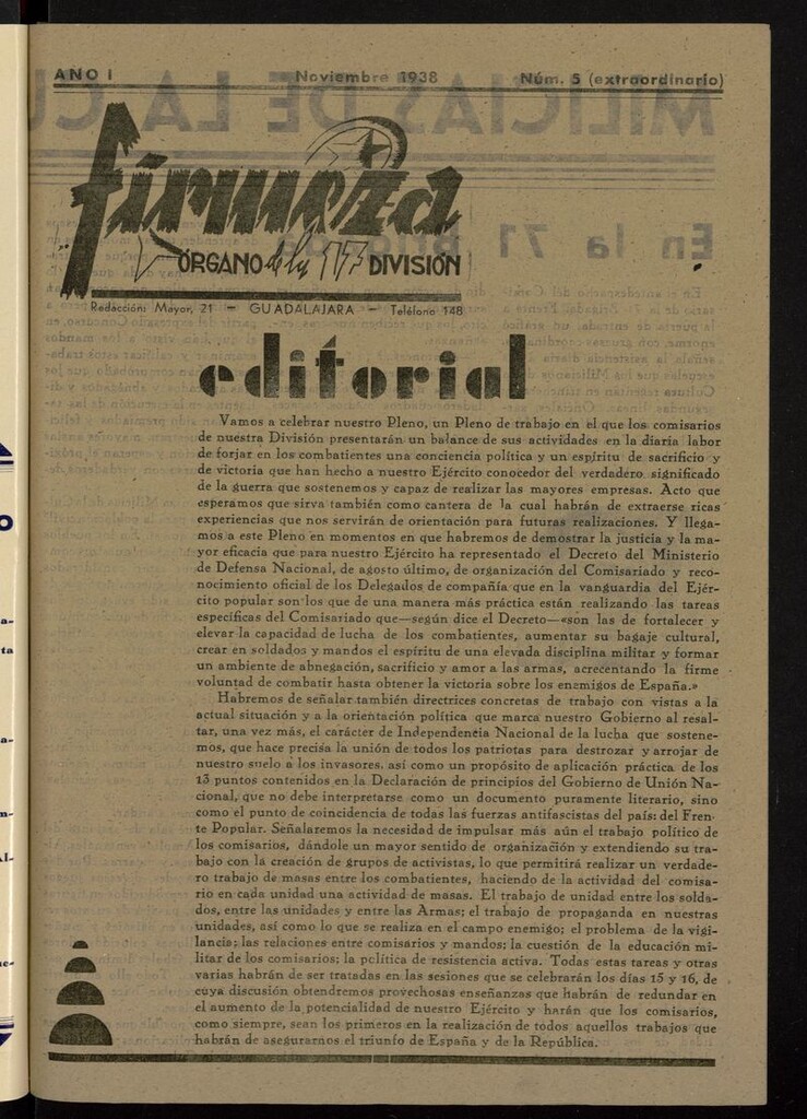 Miniatura de Firmeza: órgano de la 17 división de noviembre de 1938