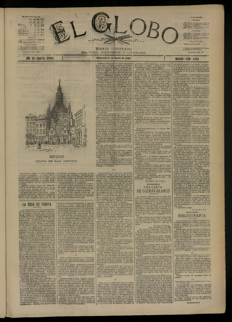 Miniatura de El Globo : diario ilustrado del 31 de enero de 1894, nº 6656
