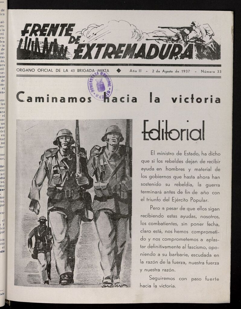 Miniatura de Frente de Extremadura (Madrid, 1936) del 2 de agosto de 1937