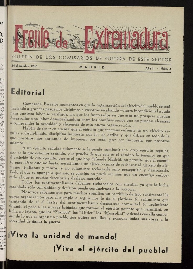 Miniatura de Frente de Extremadura (Madrid, 1936) del 24 de diciembre de 1936