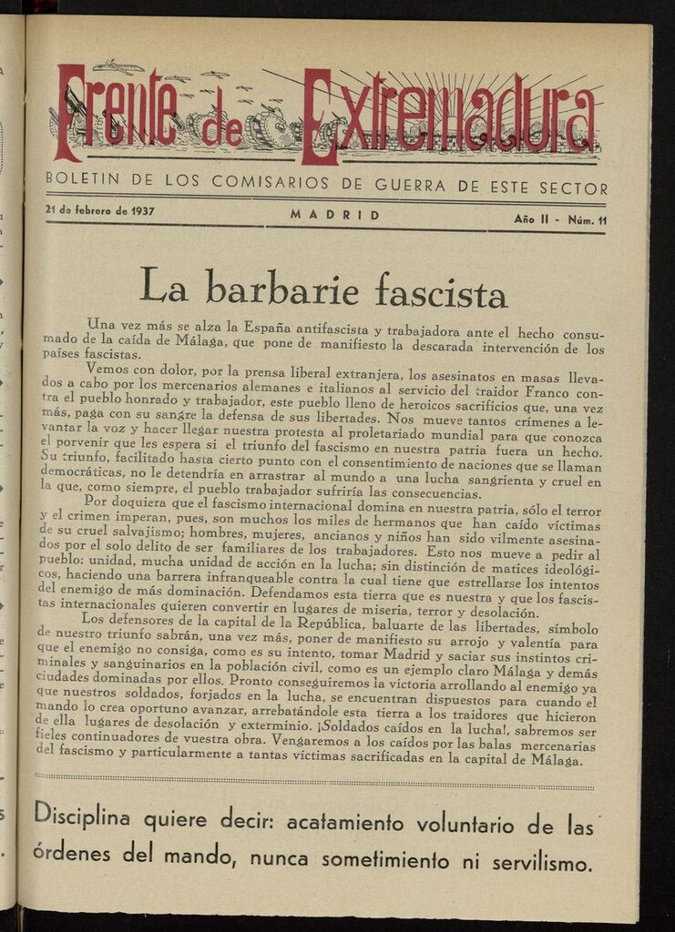 Miniatura de Frente de Extremadura (Madrid, 1936) del 21 de febrero de 1937