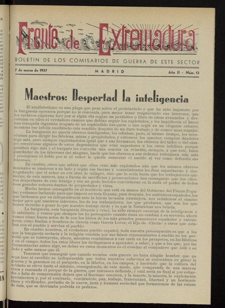 Miniatura de Frente de Extremadura (Madrid, 1936) del 7 de marzo de 1937