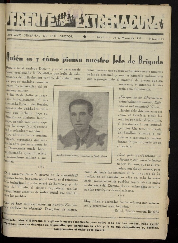 Miniatura de Frente de Extremadura (Madrid, 1936) del 21 de marzo de 1937