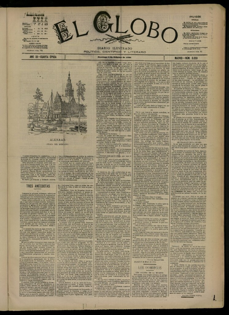 Miniatura de El Globo : diario ilustrado del 4 de febrero de 1894, nº 6660