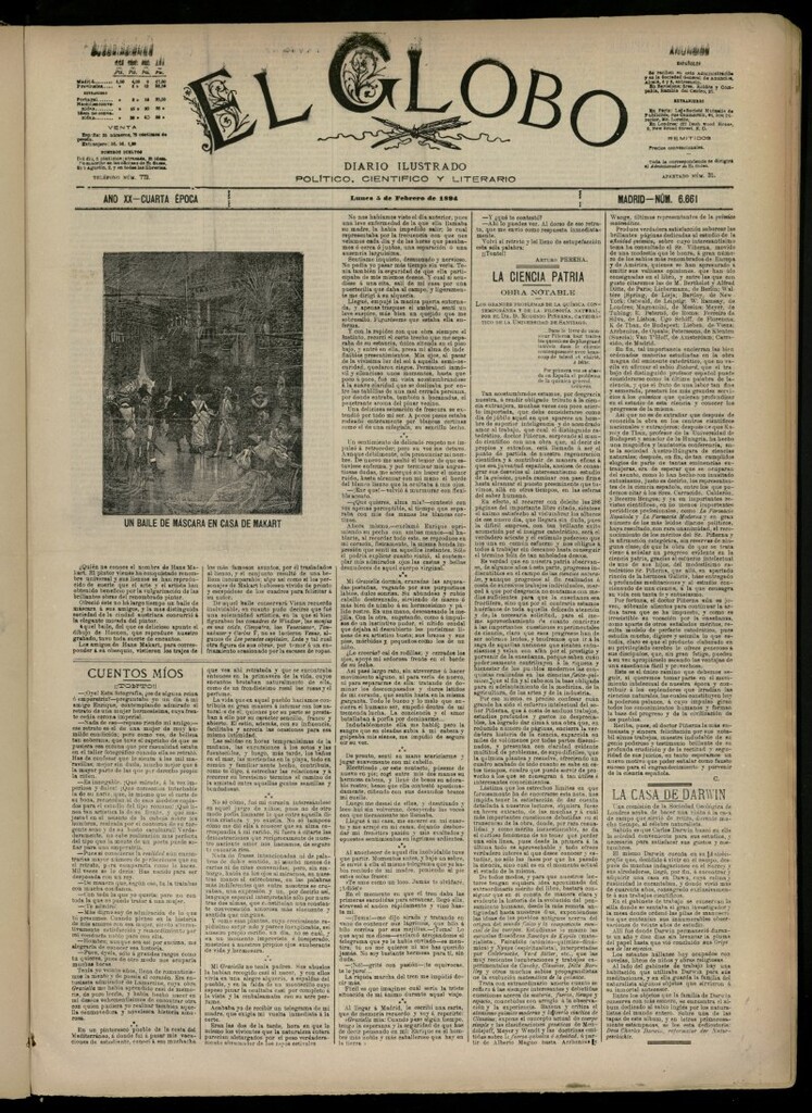 Miniatura de El Globo : diario ilustrado del 5 de febrero de 1894, nº 6661