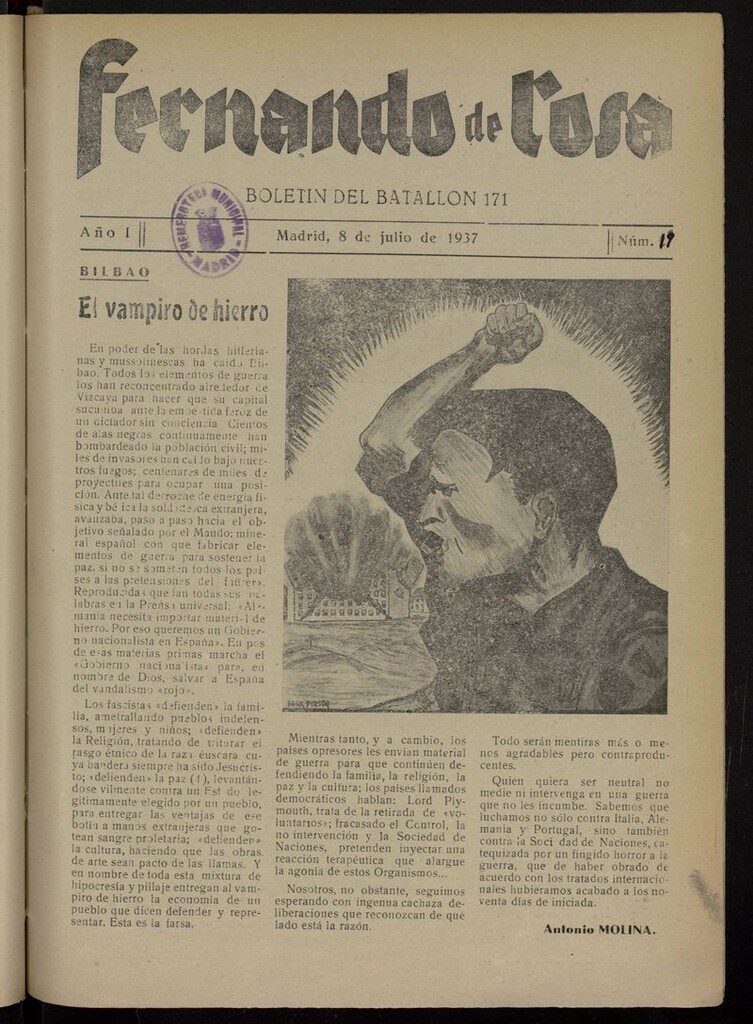 Miniatura de Fernando de Rosa del 8 de julio de 1937