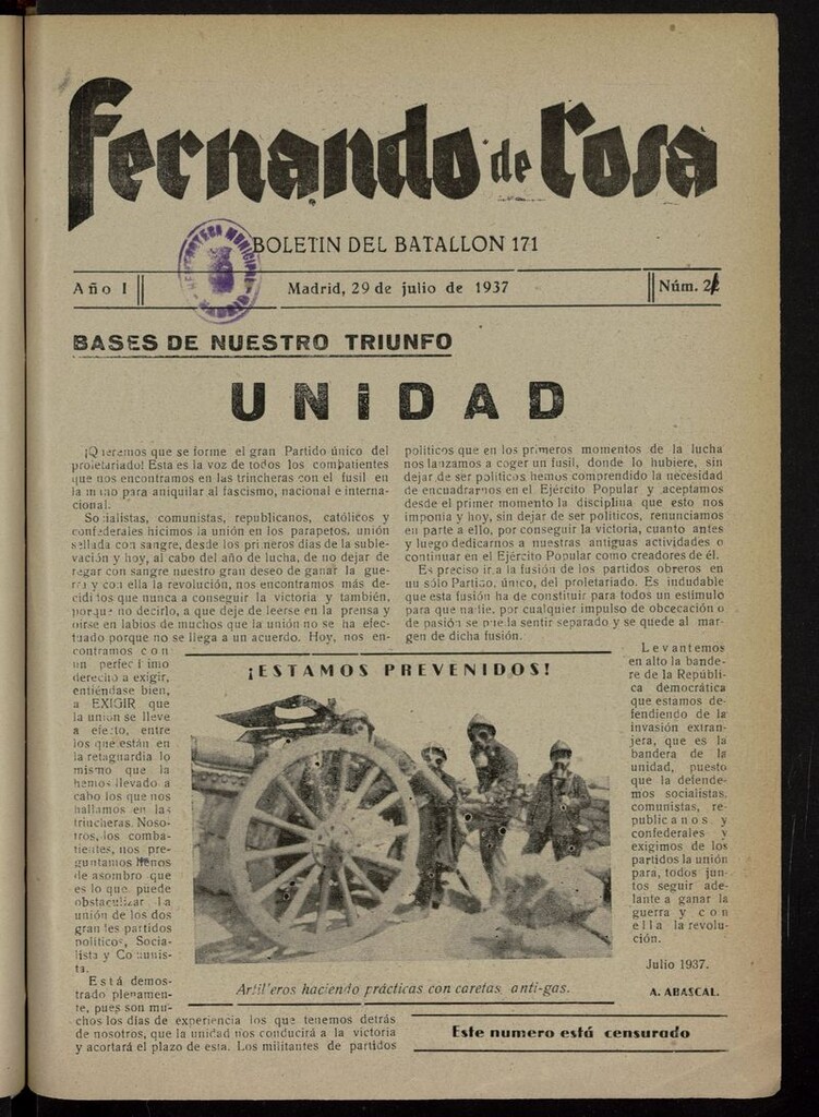 Miniatura de Fernando de Rosa del 29 de julio de 1937