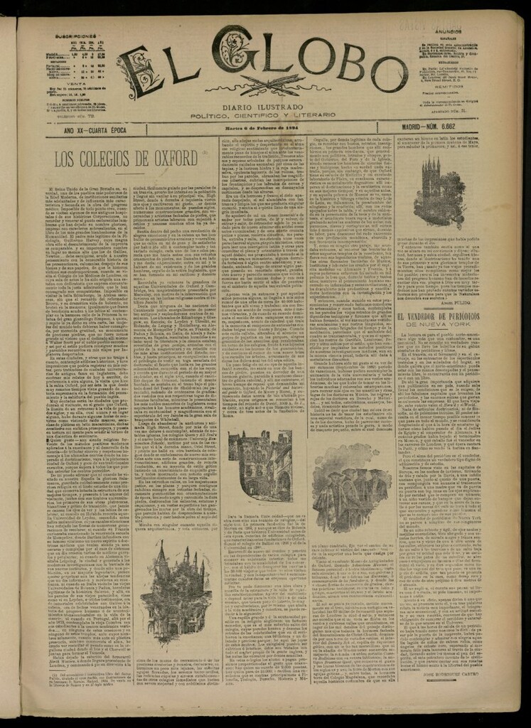 Miniatura de El Globo : diario ilustrado del 6 de febrero de 1894, nº 6662