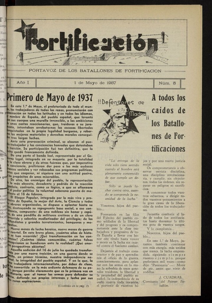 Miniatura de Fortificación: portavoz de los batallones de fortificación del 1 de mayo de 1937