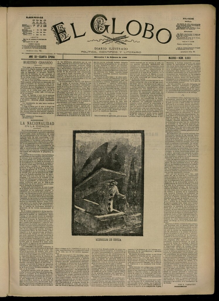 Miniatura de El Globo : diario ilustrado del 7 de febrero de 1894, nº 6663