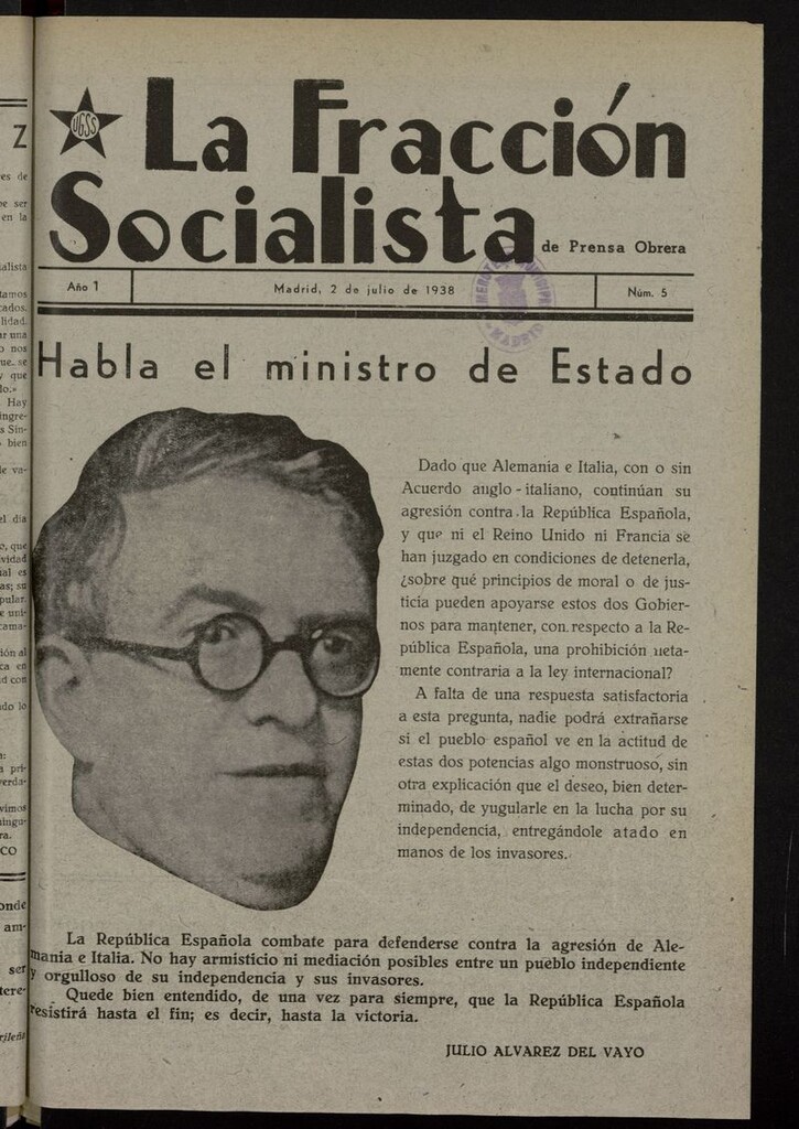 Miniatura de La Fracción Socialista de Prensa Obrera del 2 de julio de 1938