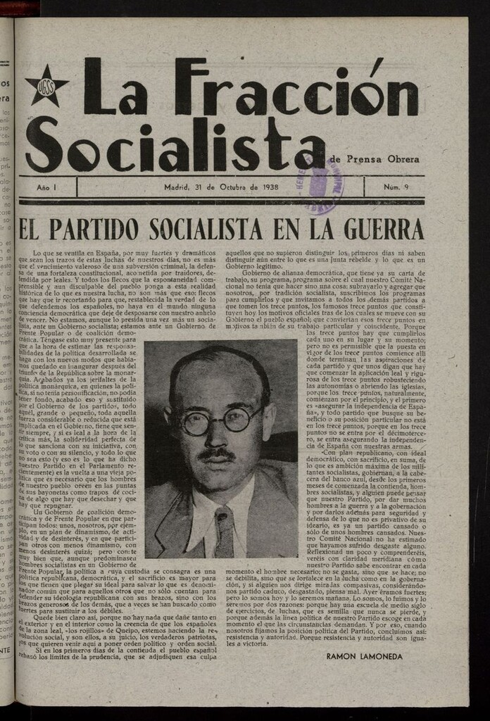 Miniatura de La Fracción Socialista de Prensa Obrera del 31 de octubre de 1938