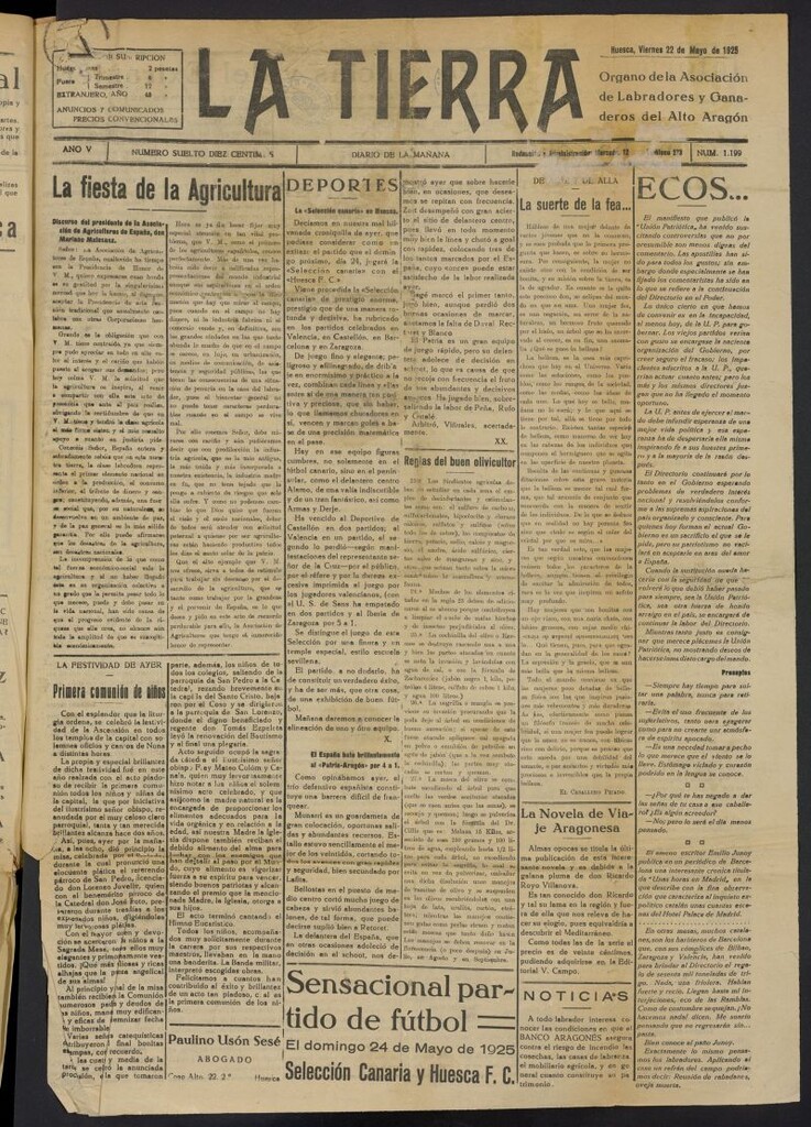 Miniatura de La Tierra (Huesca. 1921) del 22 de mayo de 1925