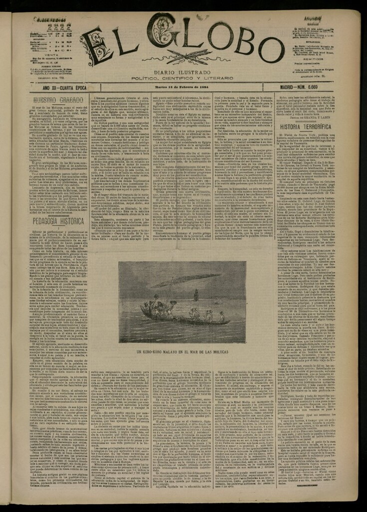 Miniatura de El Globo : diario ilustrado del 13 de febrero de 1894, nº 6669